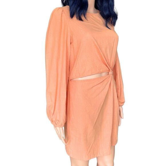 NEW And Now This Orange Twist Cutout Cotton Mini Dress Size Small Summer - Picture 4 of 7